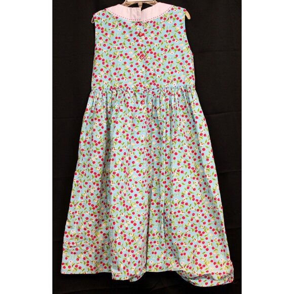 Strasburg Blue Cherry Dress sz 7/8 Summer Sleeveless Embroidered Spring TLC - Picture 5 of 8